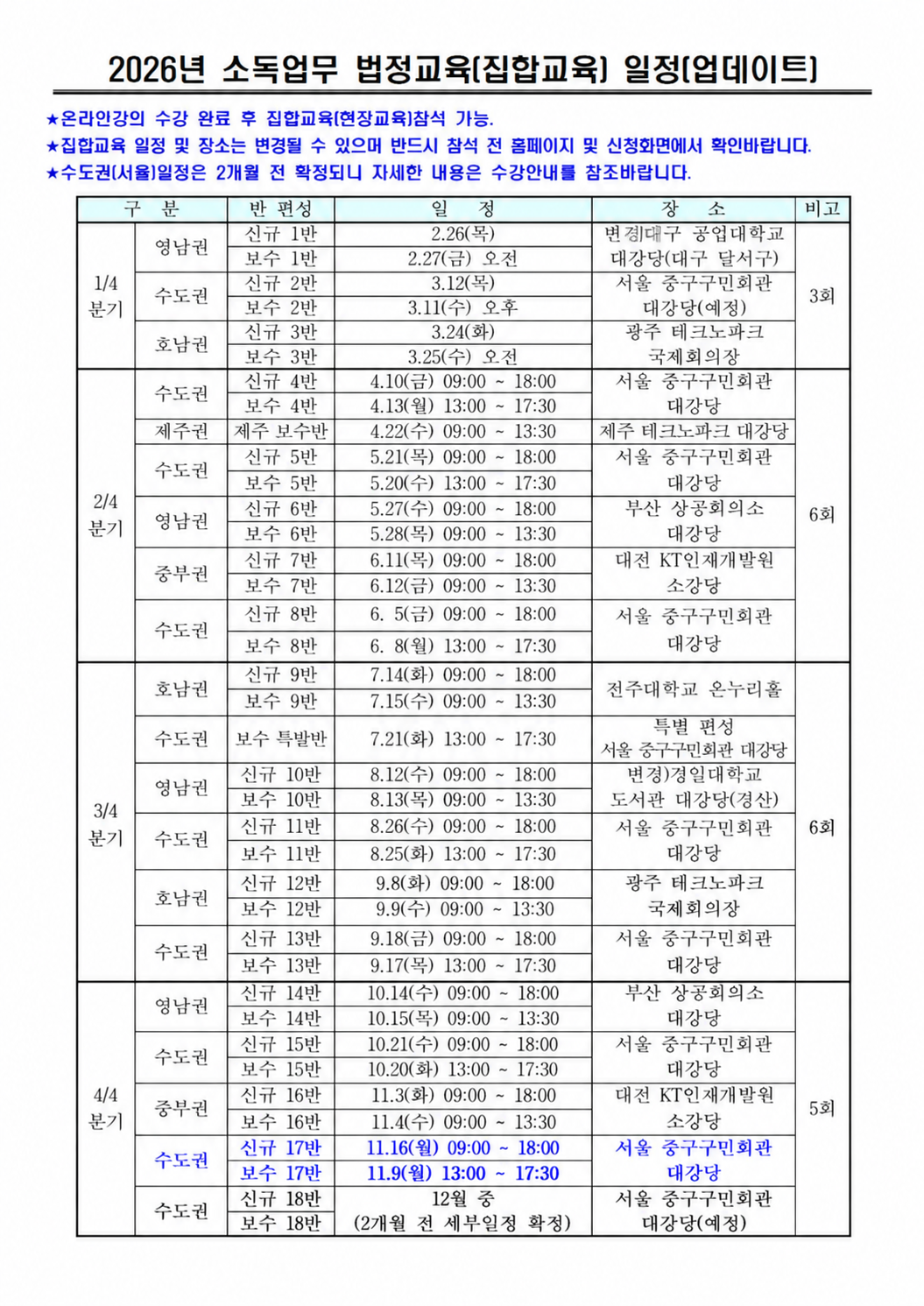 게시판 본문의 첨부파일 이미지입니다. : 집합교육일정.png